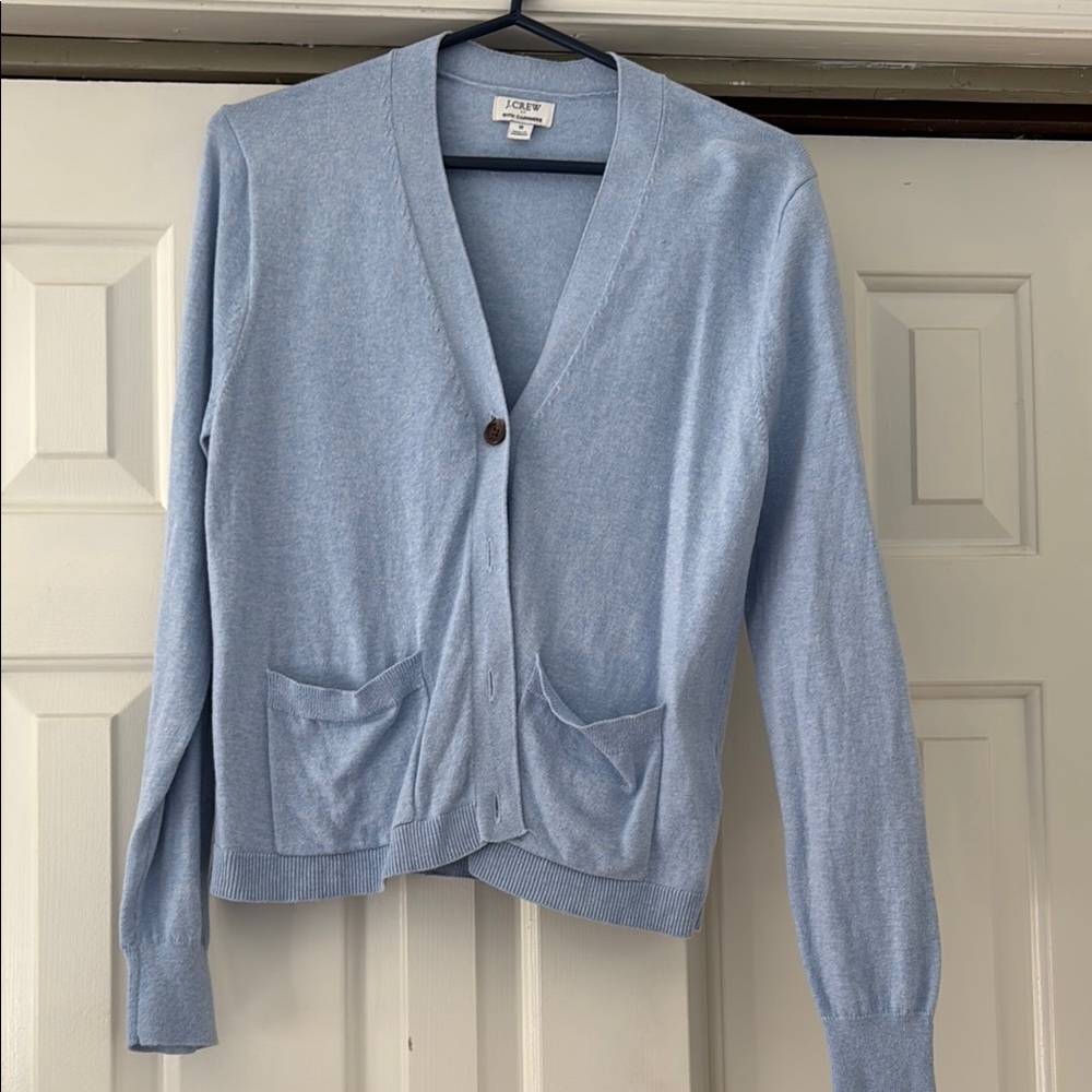 J. Crew Blue Cardigan Cashmere Blend Sweater